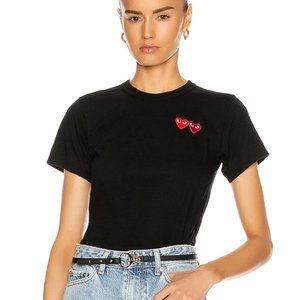 NWT COMME DES GARCONS PLAY Logo Emblem Tee in Black SZ SM